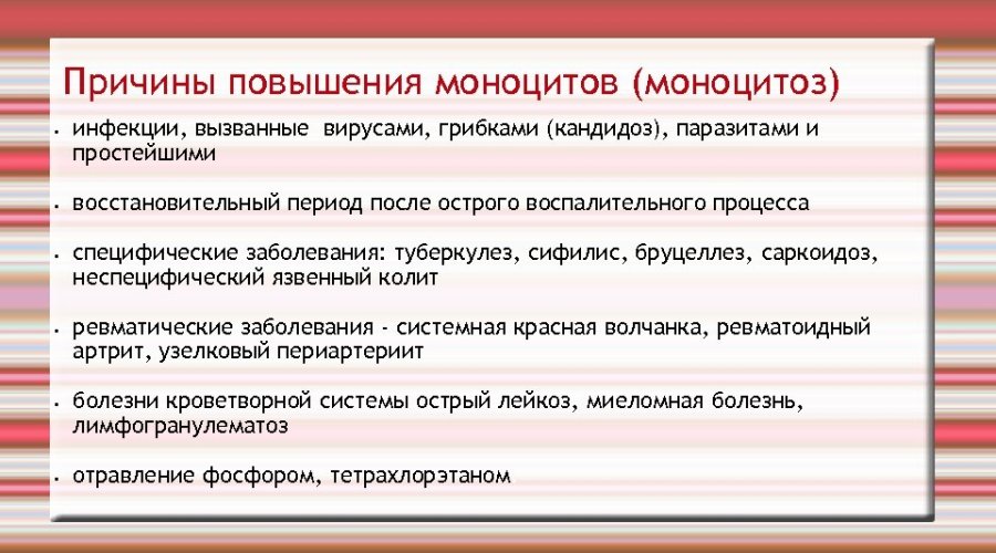 Повышение уровня моноцитов в крови: моноцитоз и его причины, симптомы и лечение