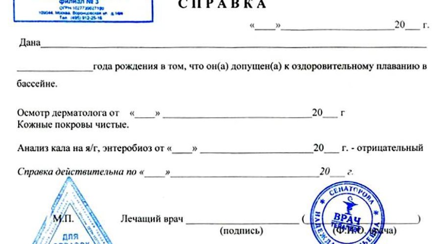 Справка в бассейн — все, что важно знать